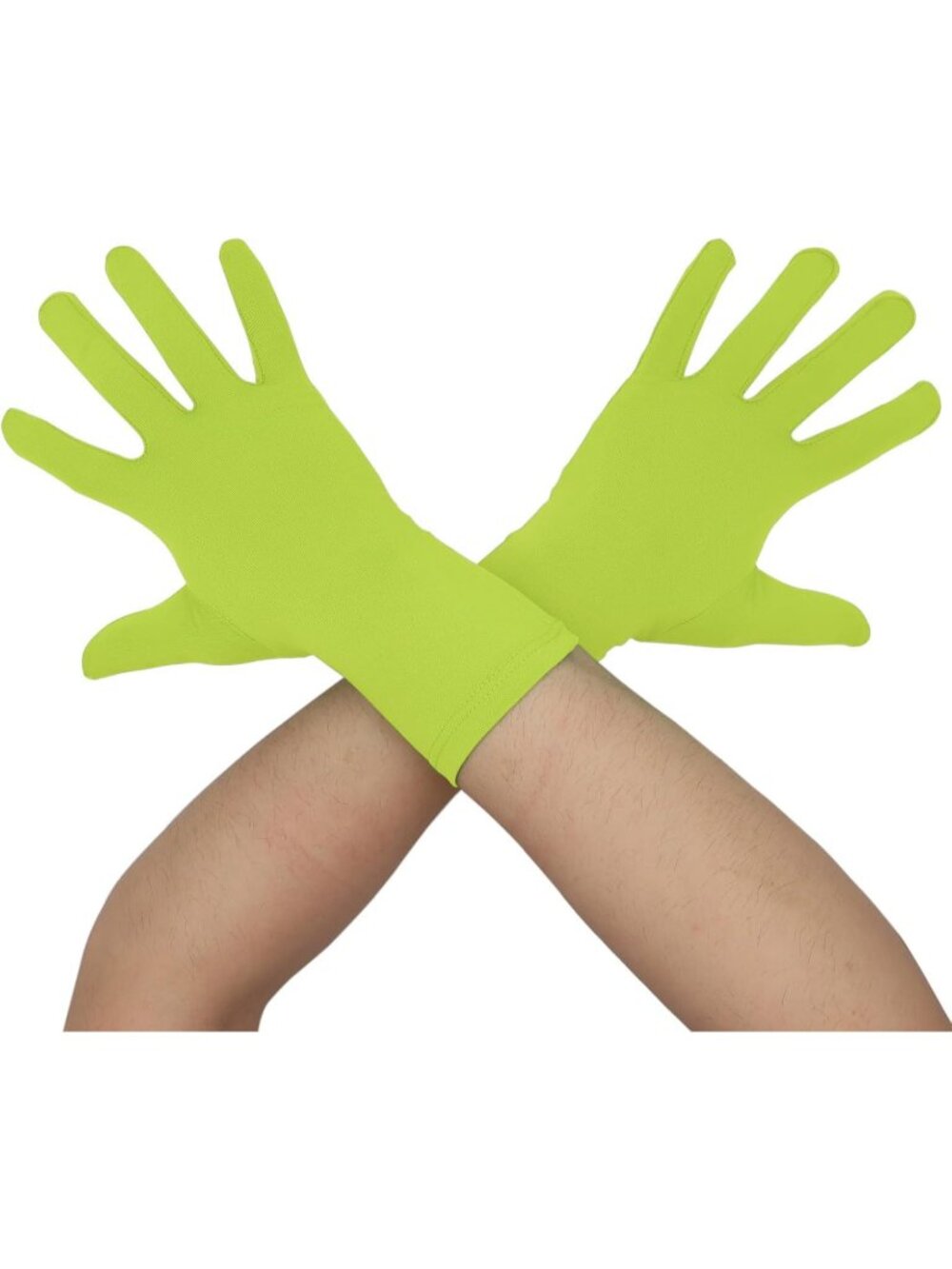 Men And Women's Light Green Wrist Length Spandex Christmas Costume Dance Gloves